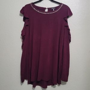 3x Purple Cold Shoulder Blouse